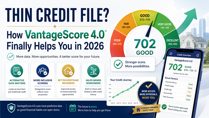 Thin credit file VantageScore 4.0 2026 — how alternative data finally scores invisible consumers