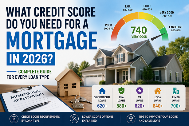 Credit score requirements for every mortgage type in 2026 — conventional, FHA, VA, USDA comparison chart